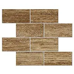 Noce Vein-Cut Travertine 3 X 6 Rectangular Field Tile, Polished (LOT of 50 SQ. FT.)