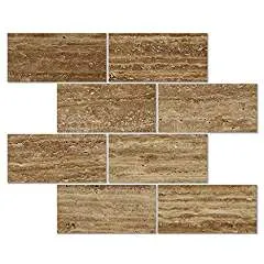 Noce Vein-Cut Travertine 3 X 6 Rectangular Field Tile, Polished (LOT of 50 SQ. FT.)