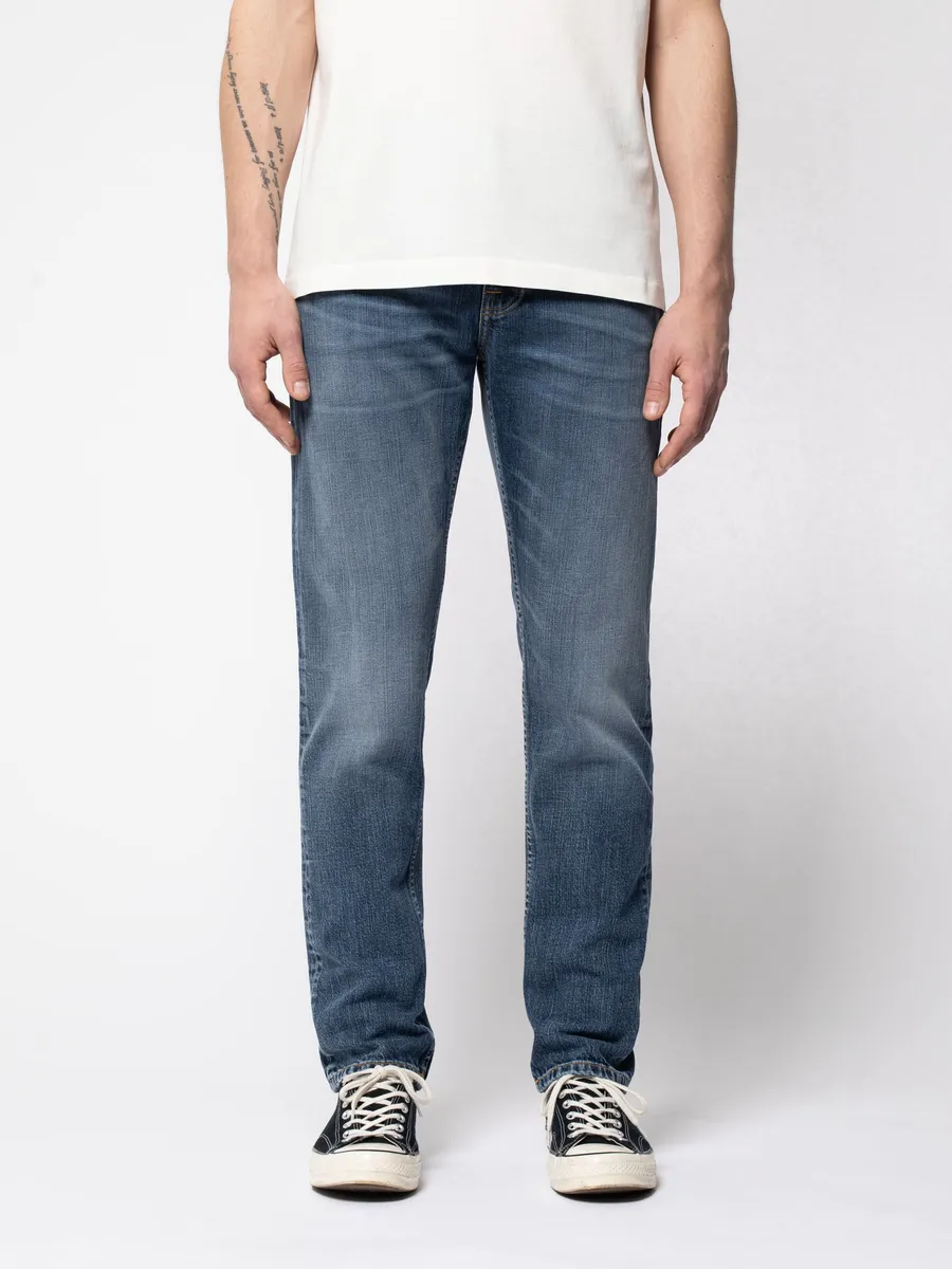 【Nudie Jeans】高腰修身錐形 刷色褲／13.2oz／Steady Eddie II Worn Gene