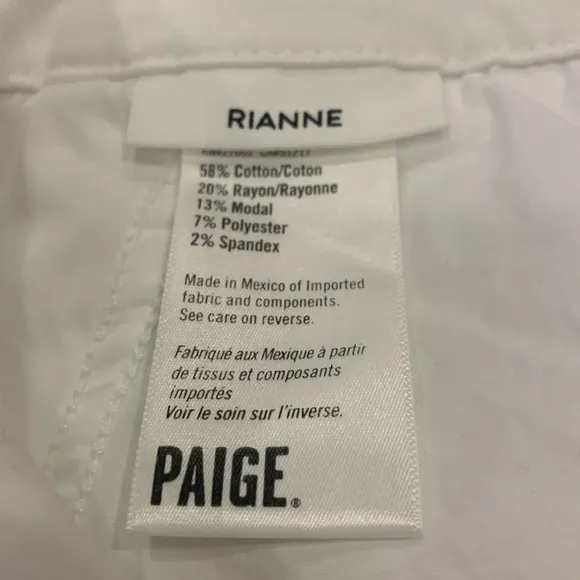 NWOT PAIGE Rianne High Waist White Cuffed Jeans in Size 33