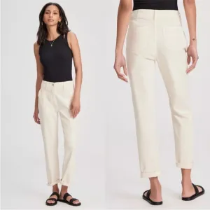 NWOT PAIGE Rianne High Waist White Cuffed Jeans in Size 33