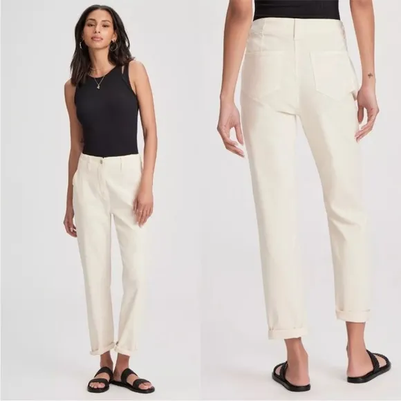 NWOT PAIGE Rianne High Waist White Cuffed Jeans in Size 33
