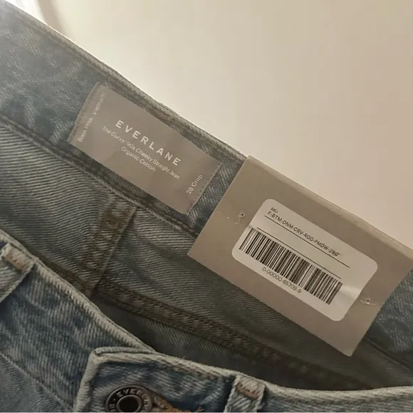 NWT Everlane 90s cheeky high rise curvy patchwork denim Jeans straight 28 Crop