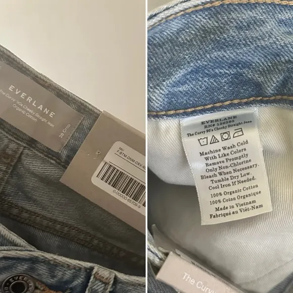 NWT Everlane 90s cheeky high rise curvy patchwork denim Jeans straight 28 Crop
