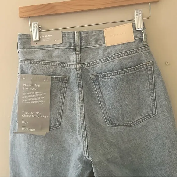 NWT Everlane 90s cheeky high rise curvy patchwork denim Jeans straight 28 Crop