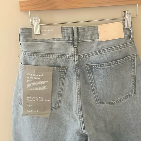 NWT Everlane 90s cheeky high rise curvy patchwork denim Jeans straight 28 Crop