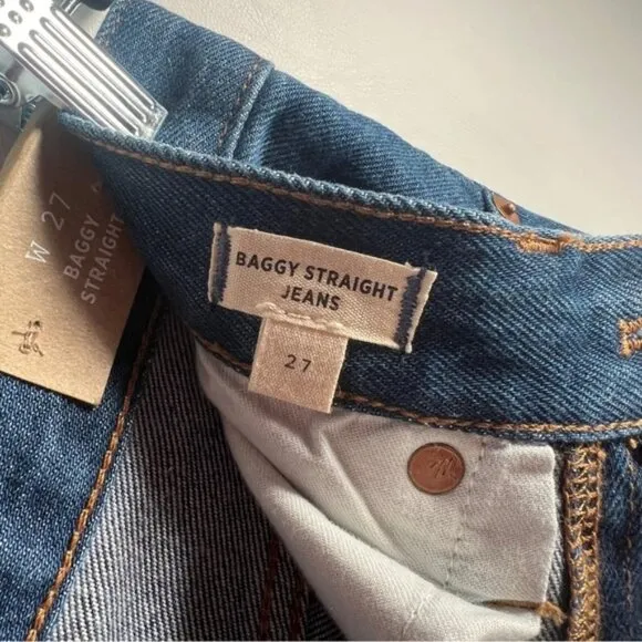 NWT MADEWELL BAGGY STRAIGHT JEANS High Rise Style NH643 Cotton/Hemp Size 27
