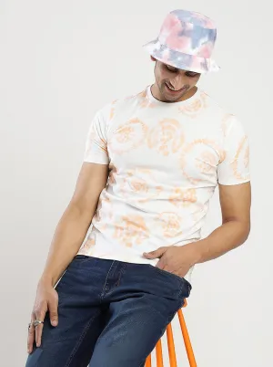 Orange Printed Slim Fit T-Shirt | Greenfibre