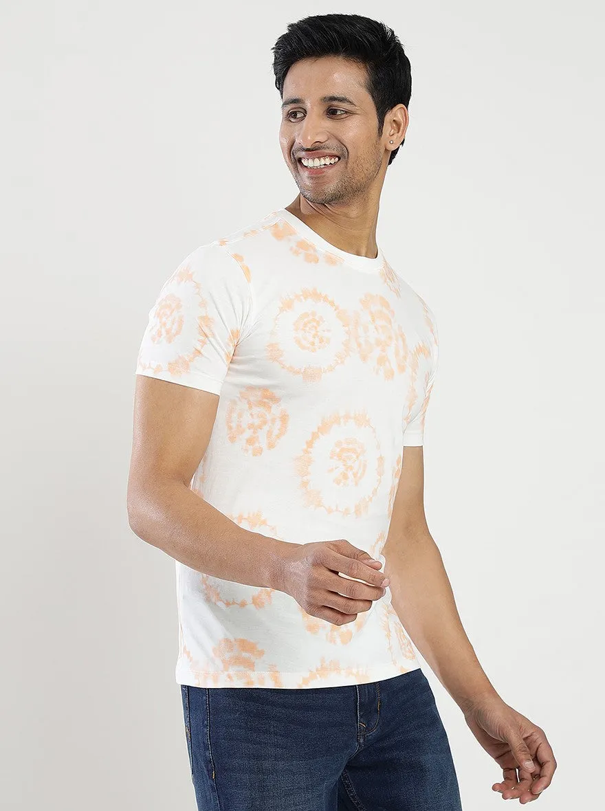 Orange Printed Slim Fit T-Shirt | Greenfibre