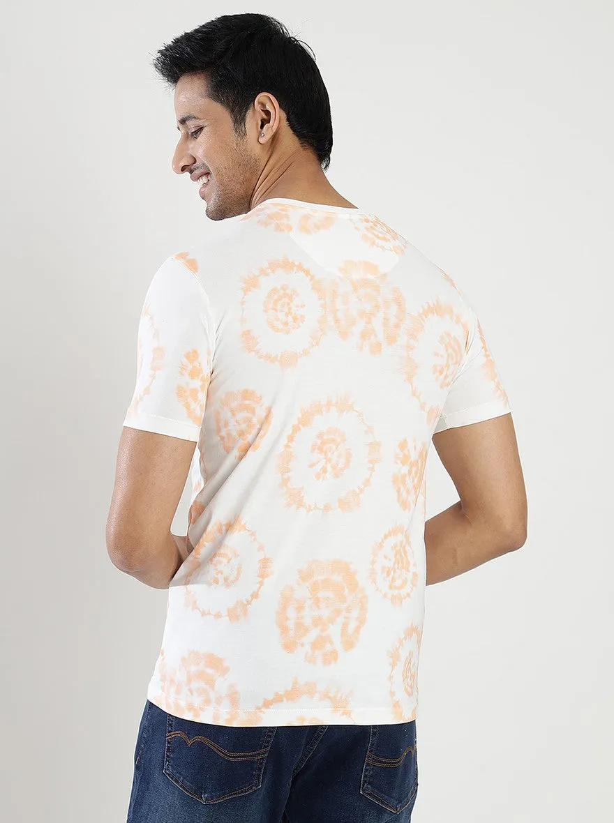Orange Printed Slim Fit T-Shirt | Greenfibre