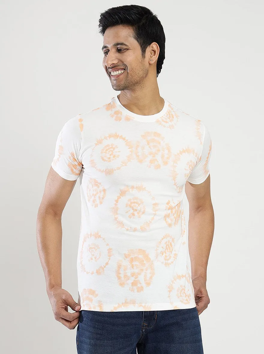 Orange Printed Slim Fit T-Shirt | Greenfibre