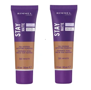 Pack of 2 Rimmel London Stay Matte Full Coverage Mattifying Foundation, Noisette 501