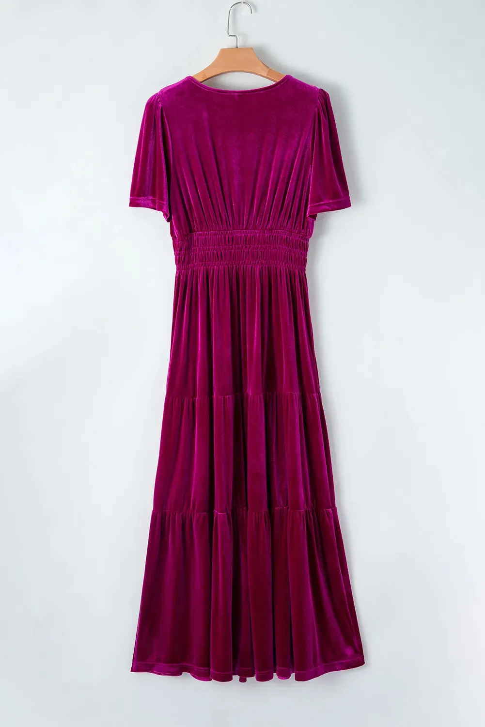 Patrina Tiered Notched Short Sleeve Dress with Pockets