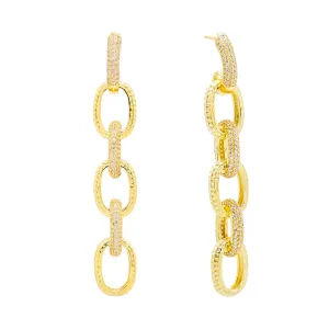 Pavé Large Chain Drop Stud Earring
