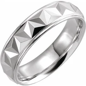 Platinum 6 mm Geometric Band with Polished Finish Size 10