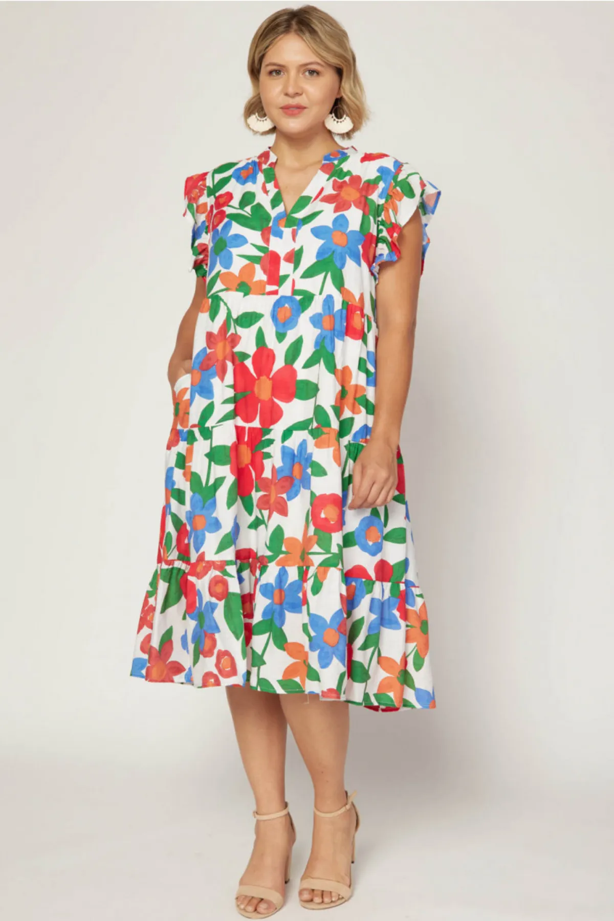 Plus Fiesta Floral Midi Dress