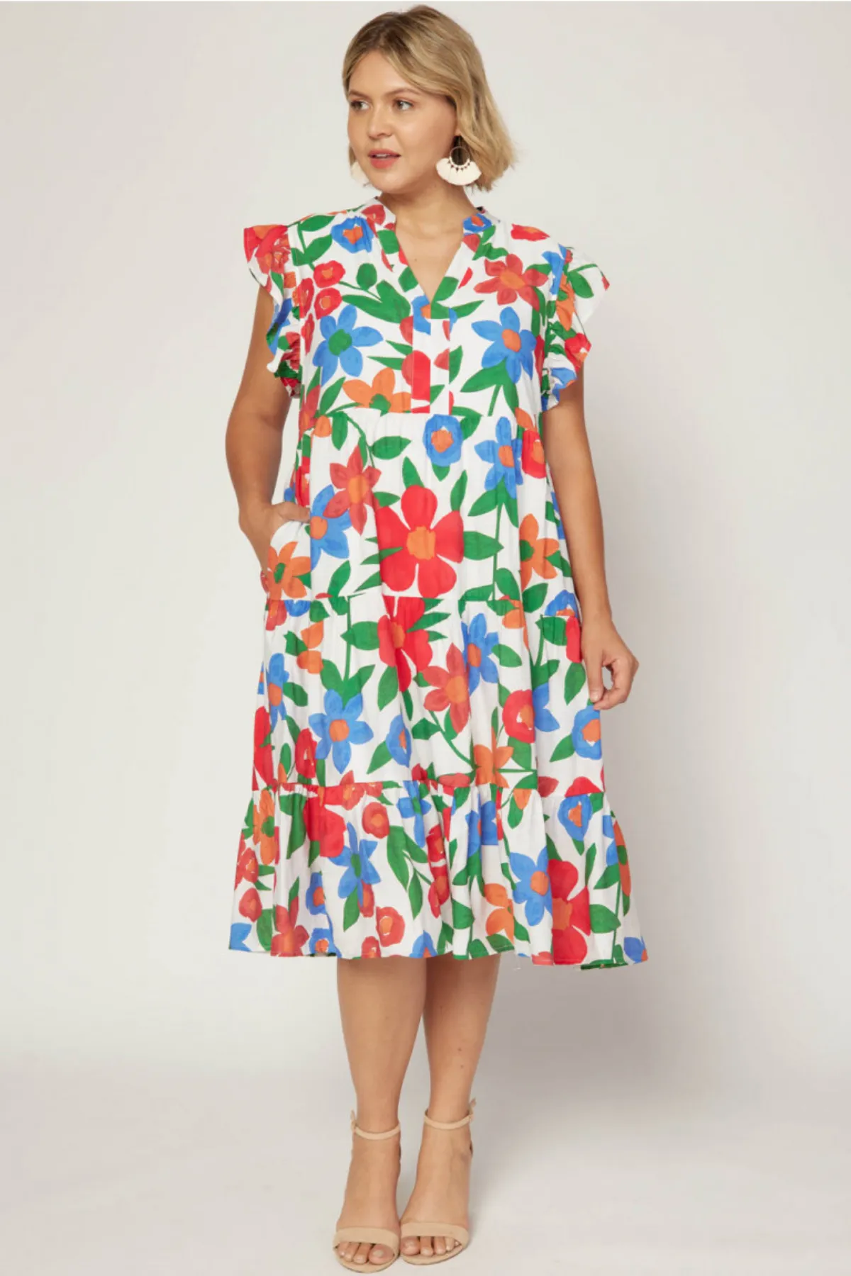 Plus Fiesta Floral Midi Dress