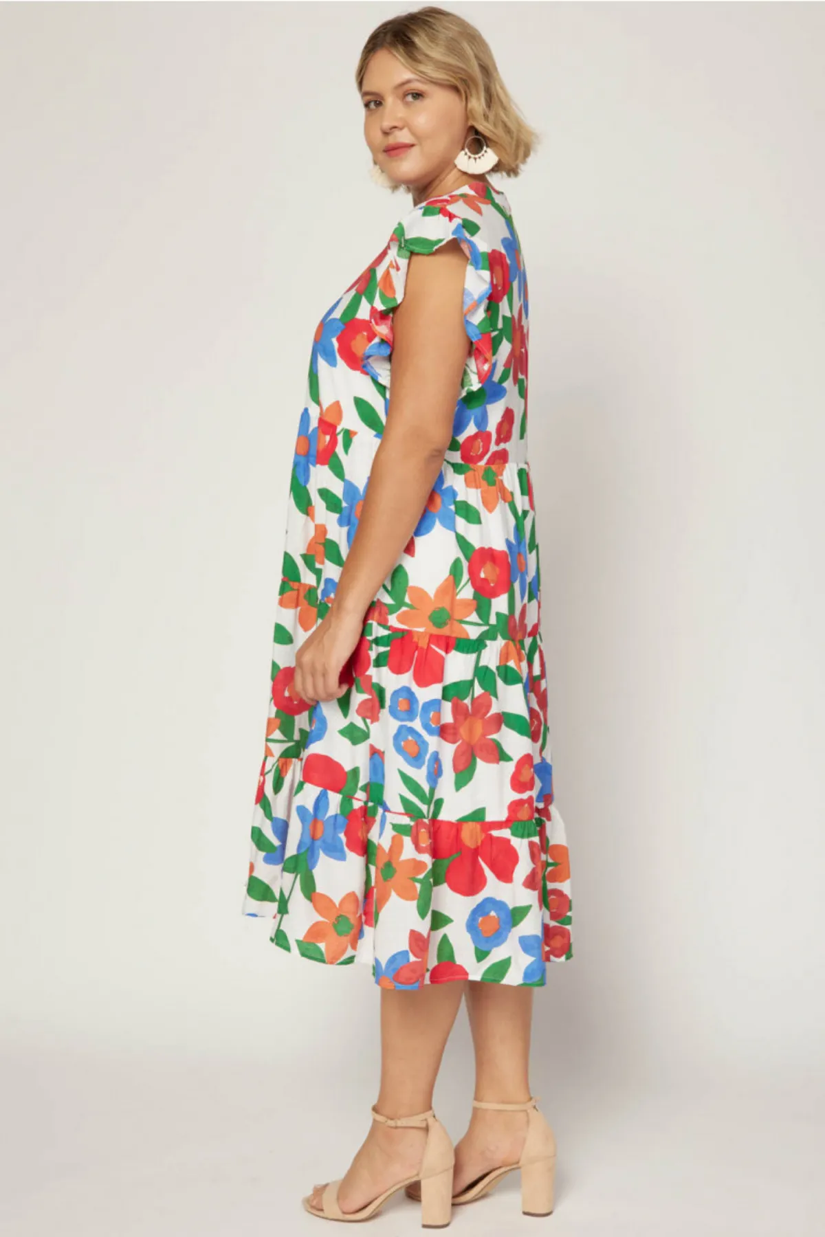 Plus Fiesta Floral Midi Dress