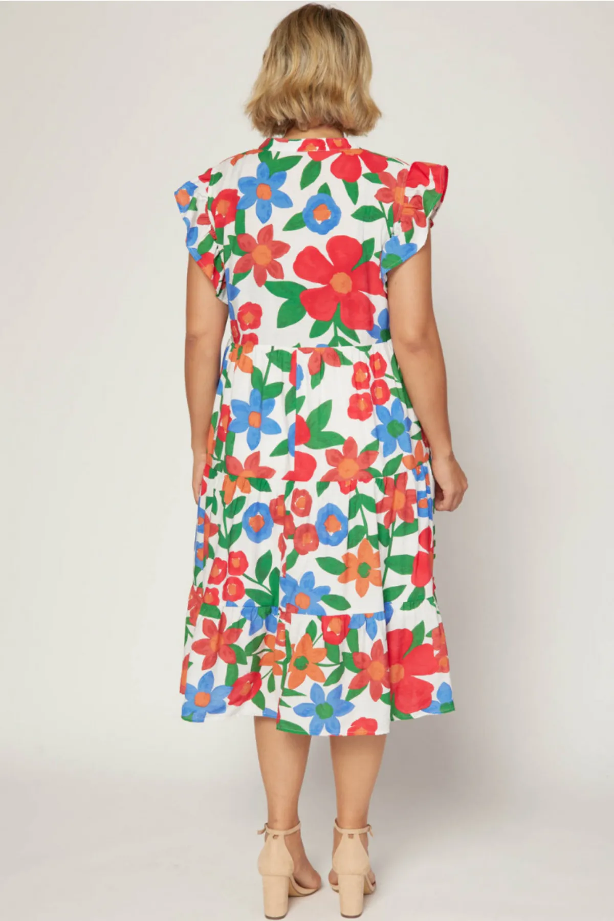 Plus Fiesta Floral Midi Dress
