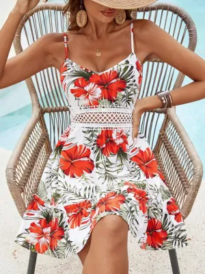 Printed V-Neck Mini Cami Dress