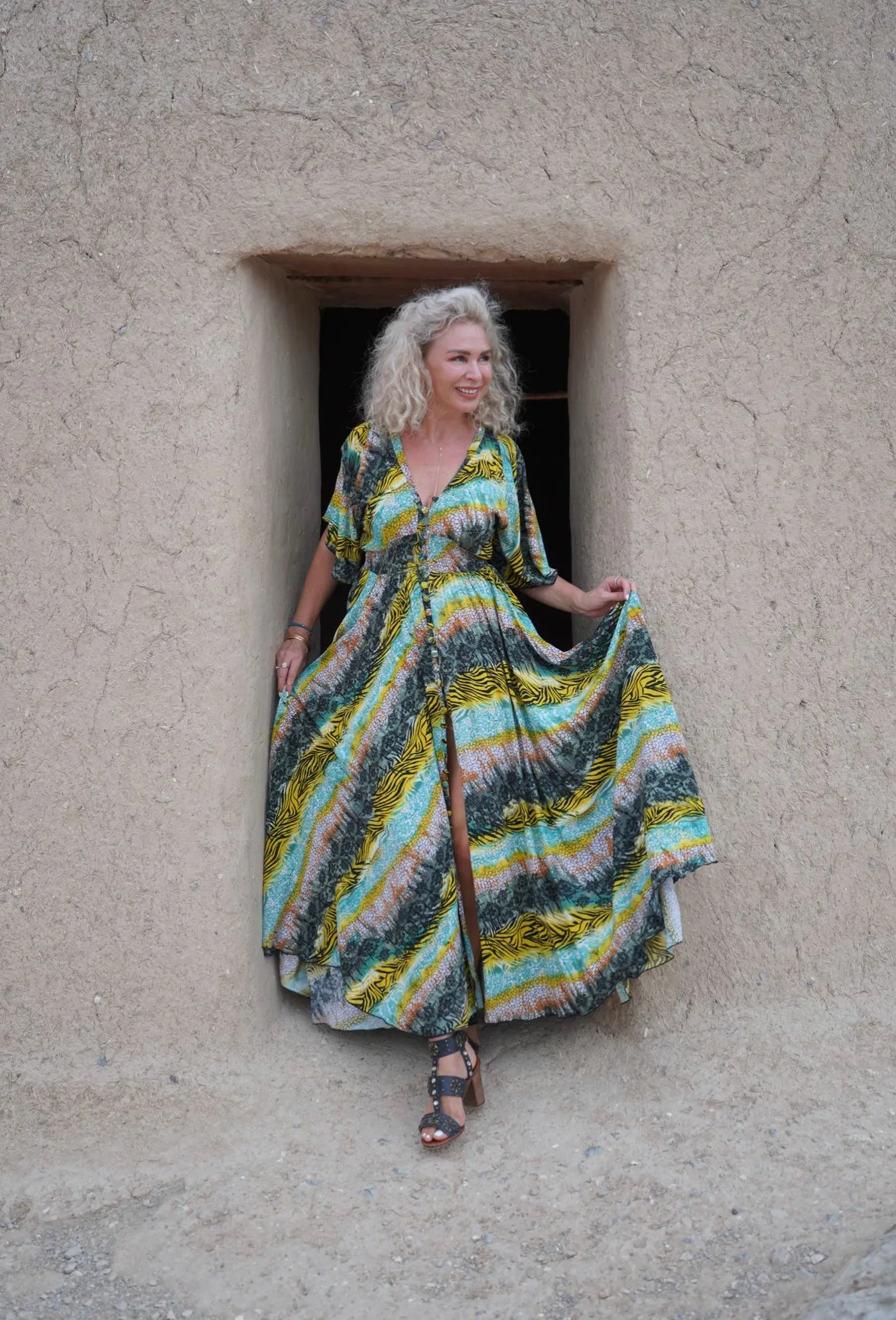 Rainbow snakeskin maxi