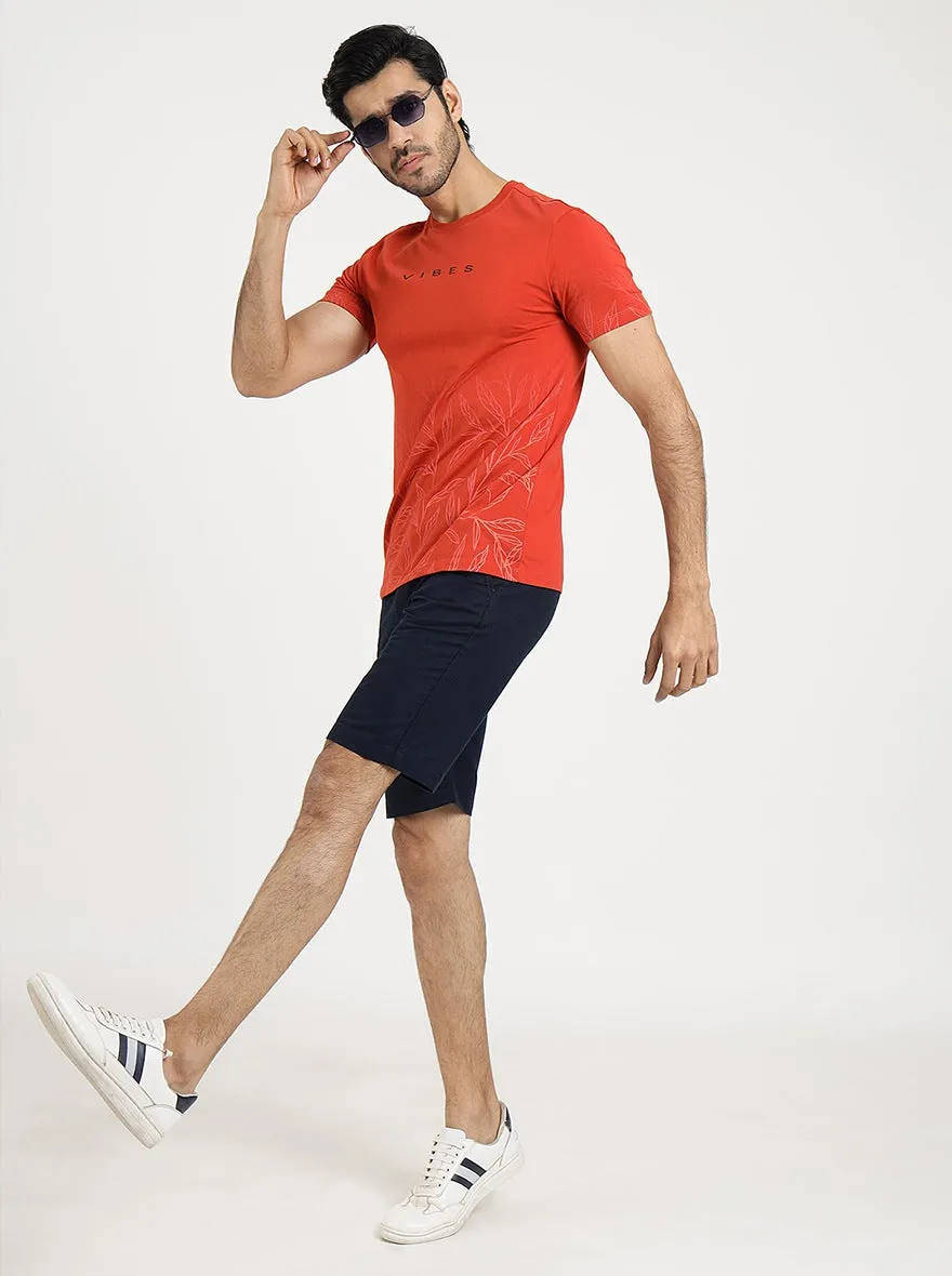 Red Printed Slim Fit T-Shirt | Greenfibre