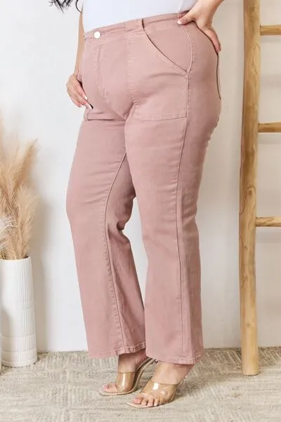 RISEN Mauve High Rise Ankle Flare Jeans