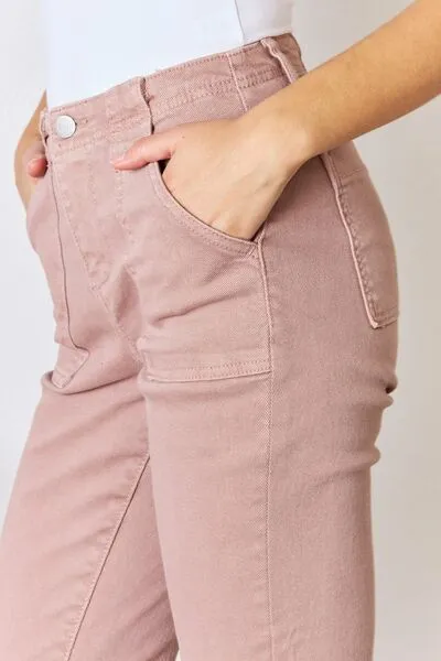 RISEN Mauve High Rise Ankle Flare Jeans
