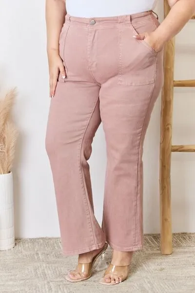 RISEN Mauve High Rise Ankle Flare Jeans