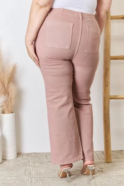RISEN Mauve High Rise Ankle Flare Jeans