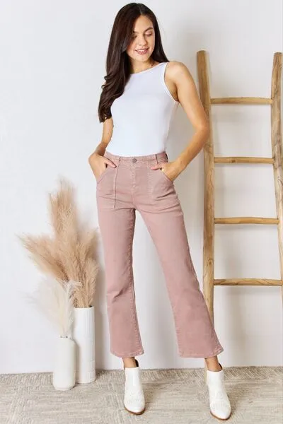 RISEN Mauve High Rise Ankle Flare Jeans