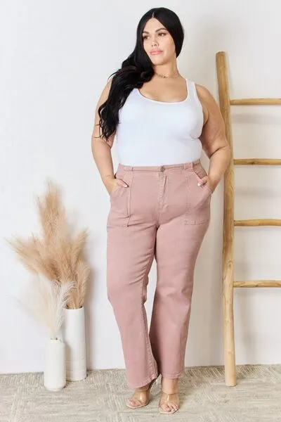 RISEN Mauve High Rise Ankle Flare Jeans