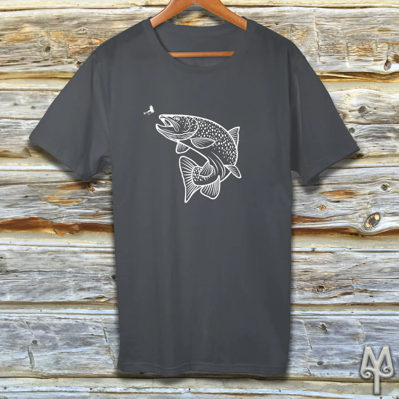 Rising Trout, white logo t-shirt