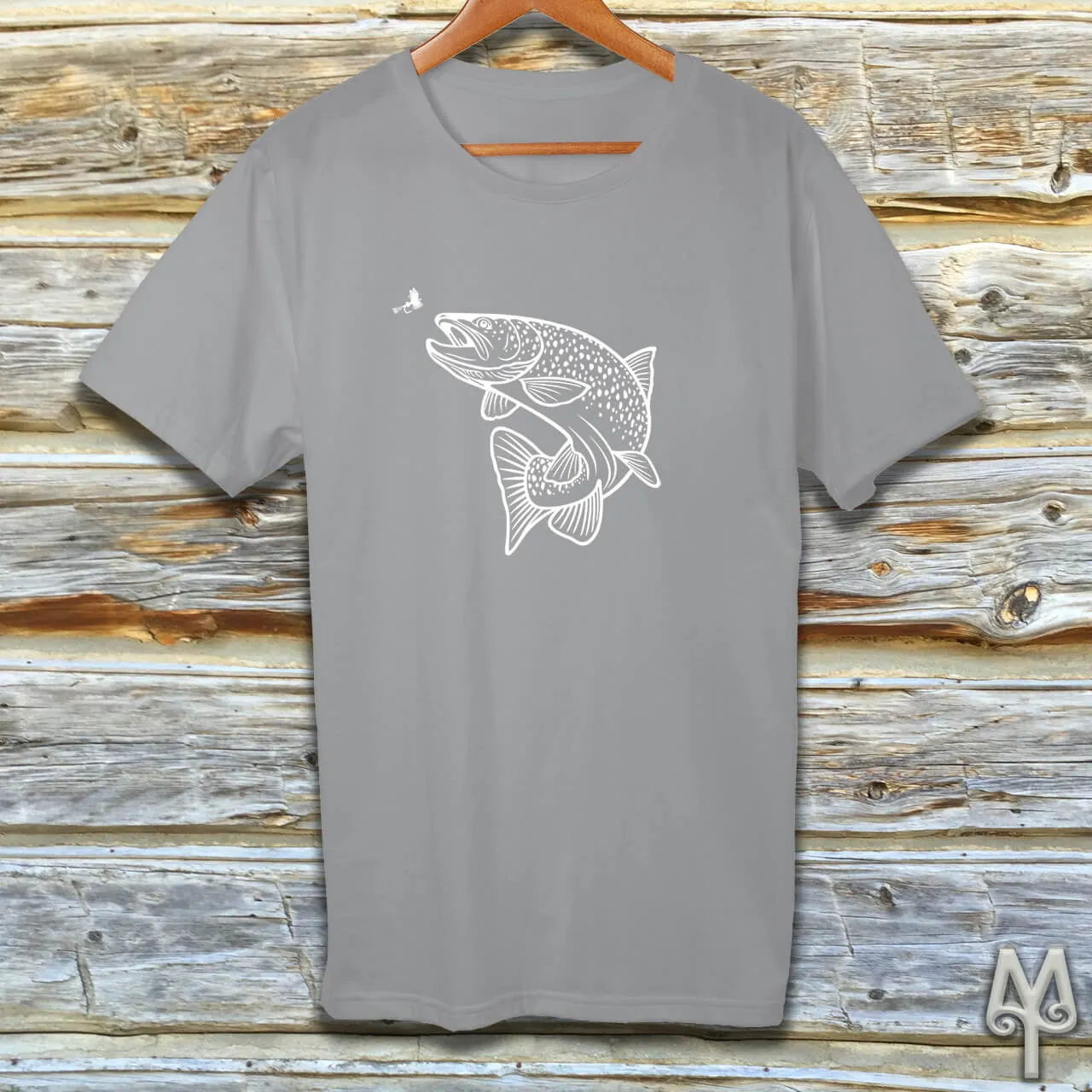 Rising Trout, white logo t-shirt