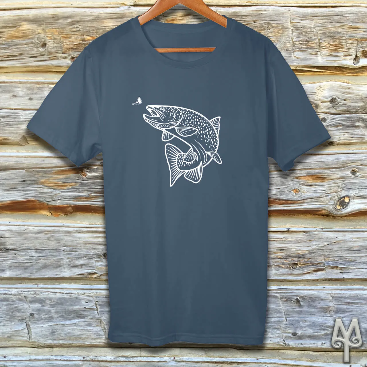 Rising Trout, white logo t-shirt