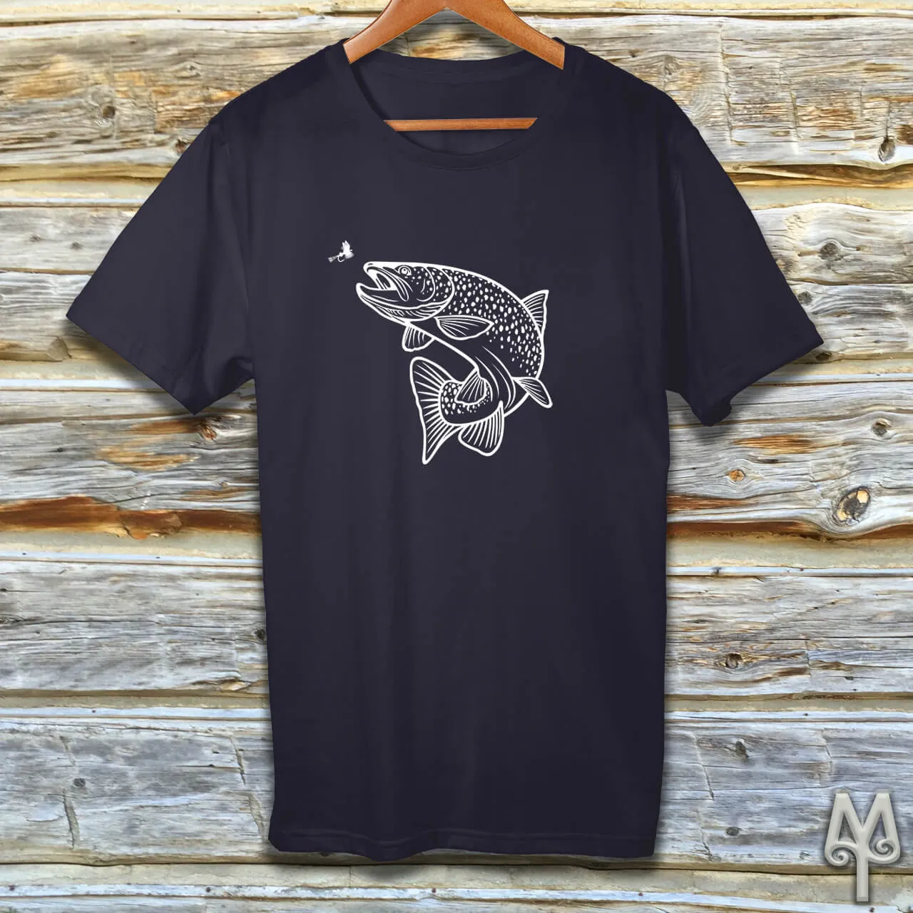 Rising Trout, white logo t-shirt