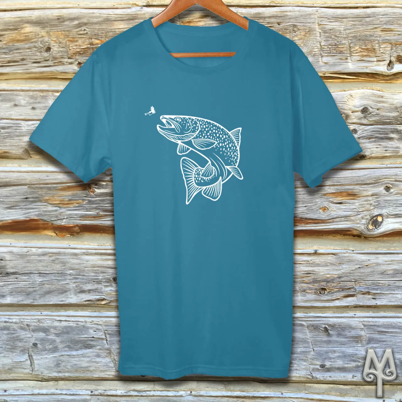 Rising Trout, white logo t-shirt
