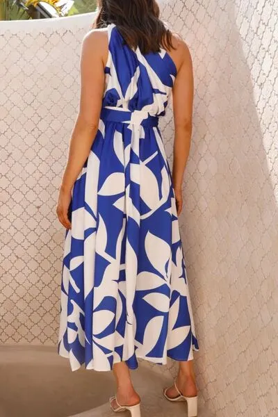 Ruched Printed Single Shoulder Dress