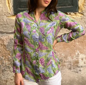 Silk Buttoned Top - Lilac