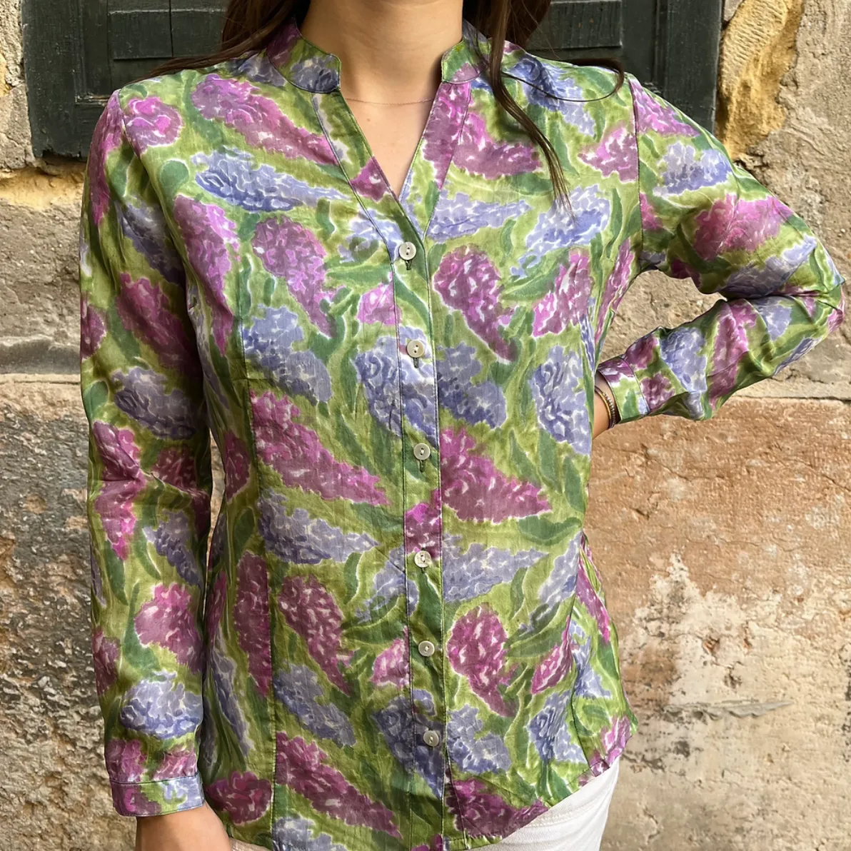 Silk Buttoned Top - Lilac
