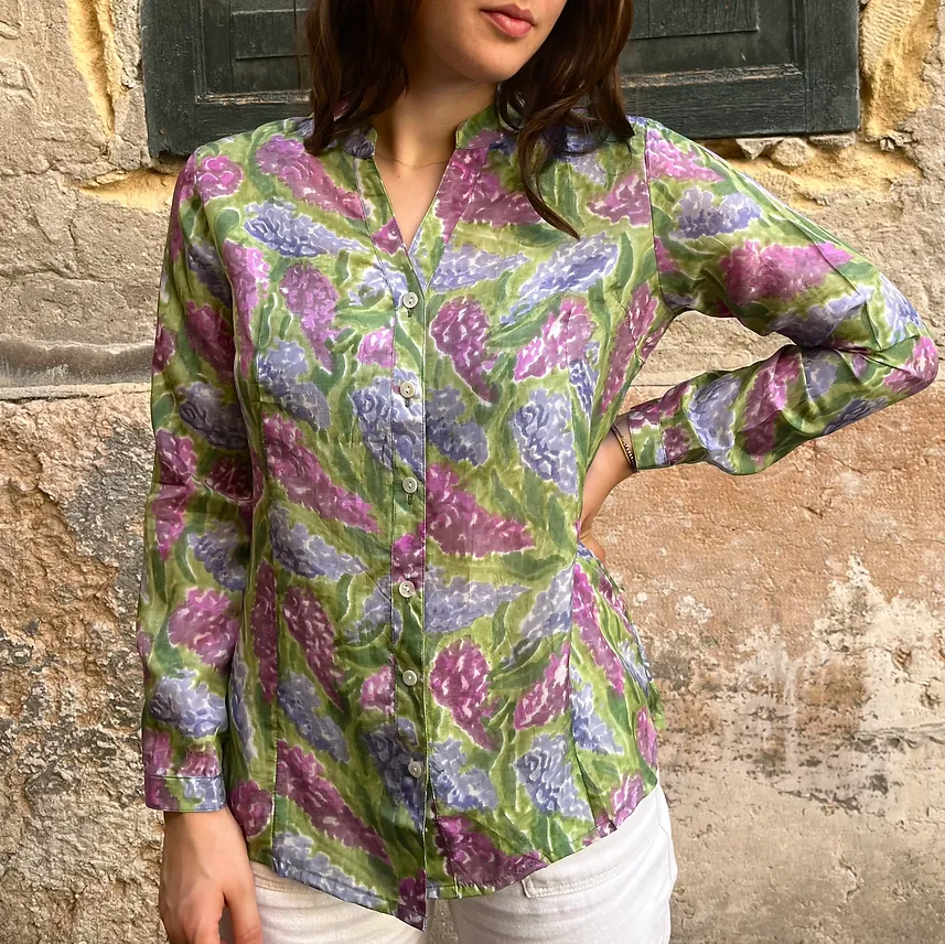 Silk Buttoned Top - Lilac