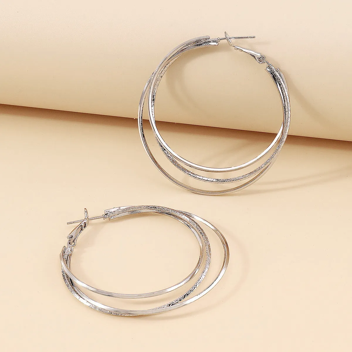 Silver-Plated Layered Hoop Earrings
