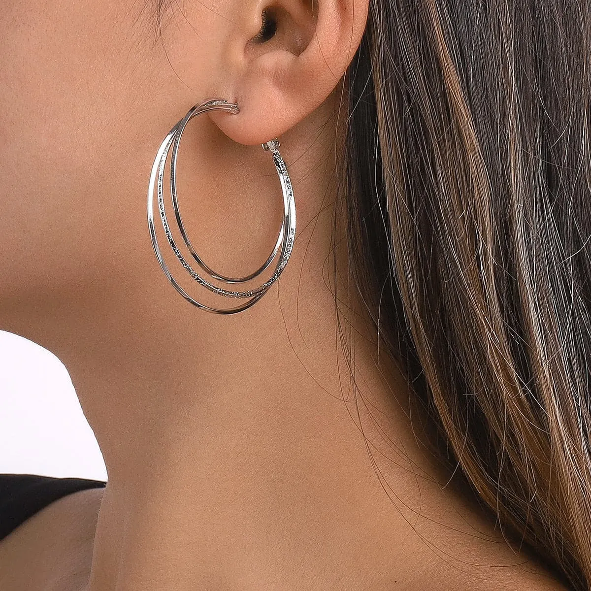 Silver-Plated Layered Hoop Earrings