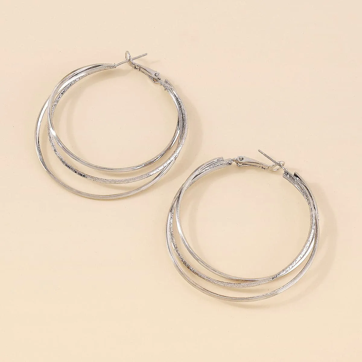 Silver-Plated Layered Hoop Earrings