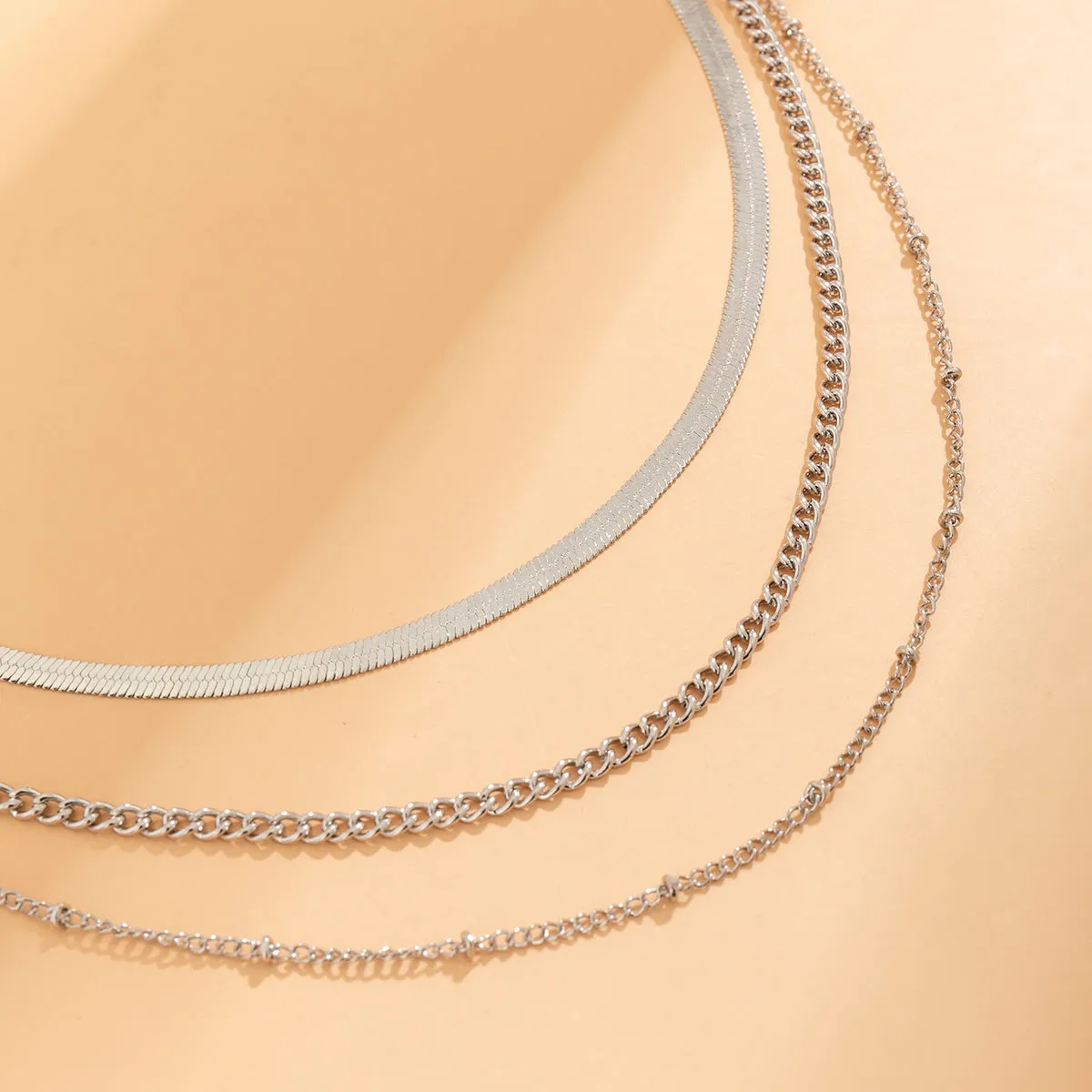 Silver-Plated Snake Chain Layered Necklace