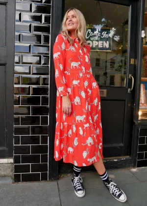 Snow Leopards EcoVero Midi Shirt Dress