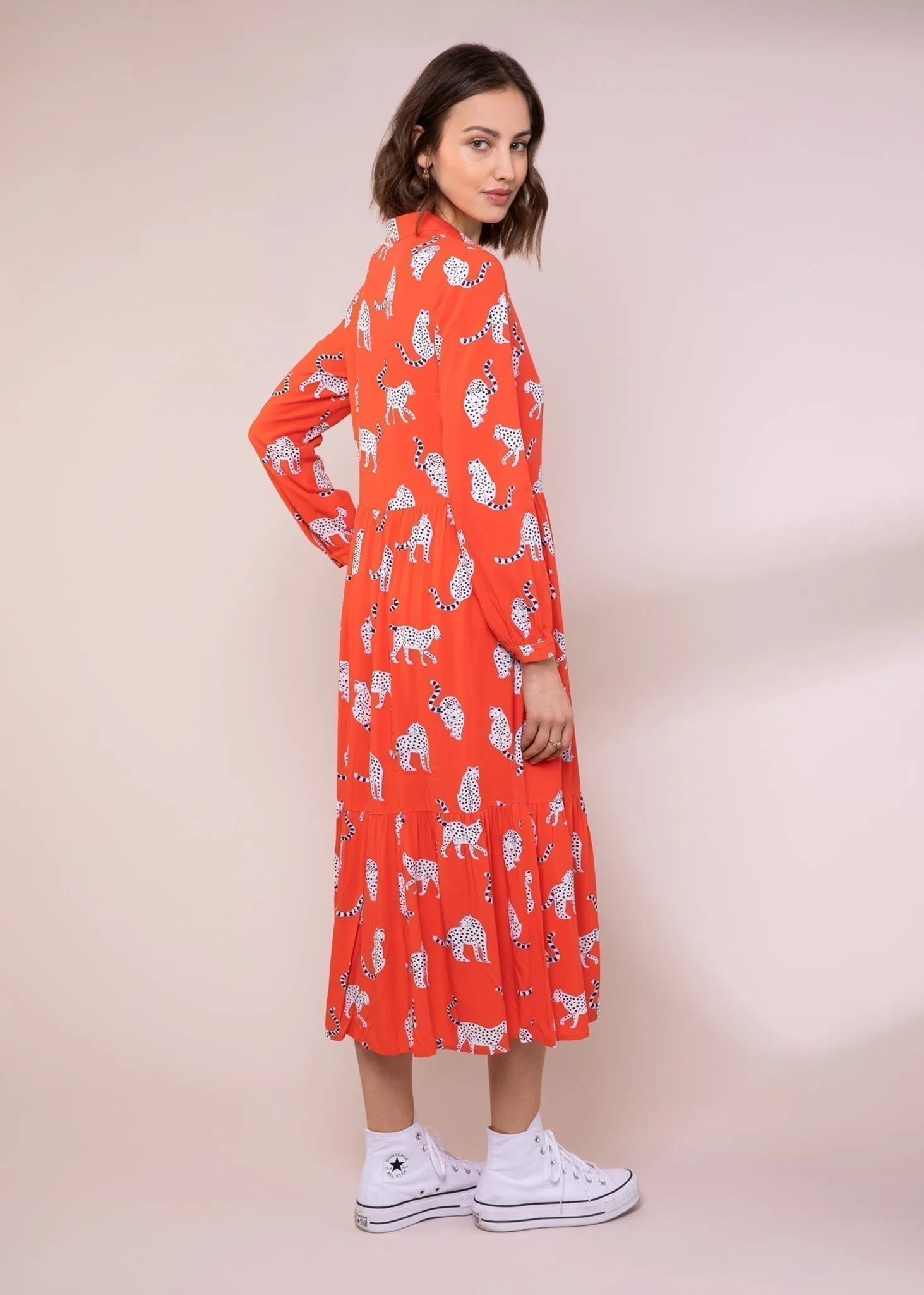 Snow Leopards EcoVero Midi Shirt Dress