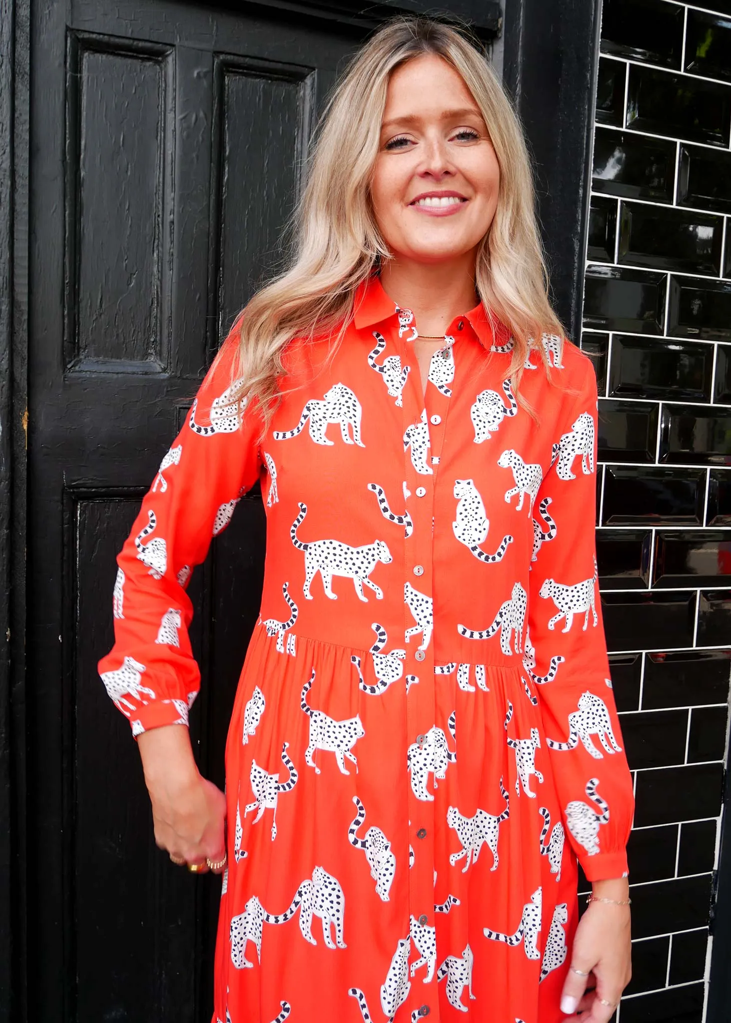 Snow Leopards EcoVero Midi Shirt Dress
