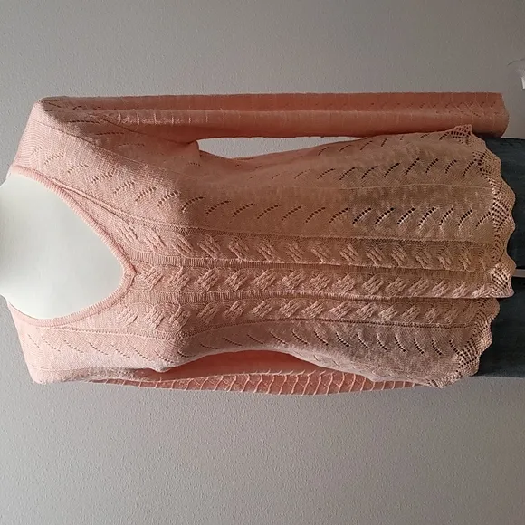 SOFT SURROUNDINGS CASUAL FALL LONG SLEEVE VNECK ORANGE CABLE KNIT SWEATER MEDIUM