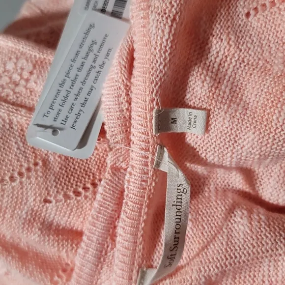 SOFT SURROUNDINGS CASUAL FALL LONG SLEEVE VNECK ORANGE CABLE KNIT SWEATER MEDIUM